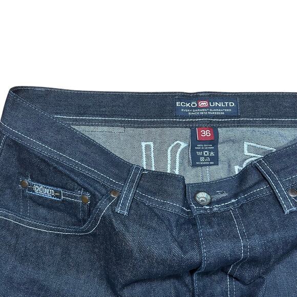 Vintage Y2K Ecko Unltd. Embroidered Baggy Denim Jeans Pants 36 - Picture 4 of 4